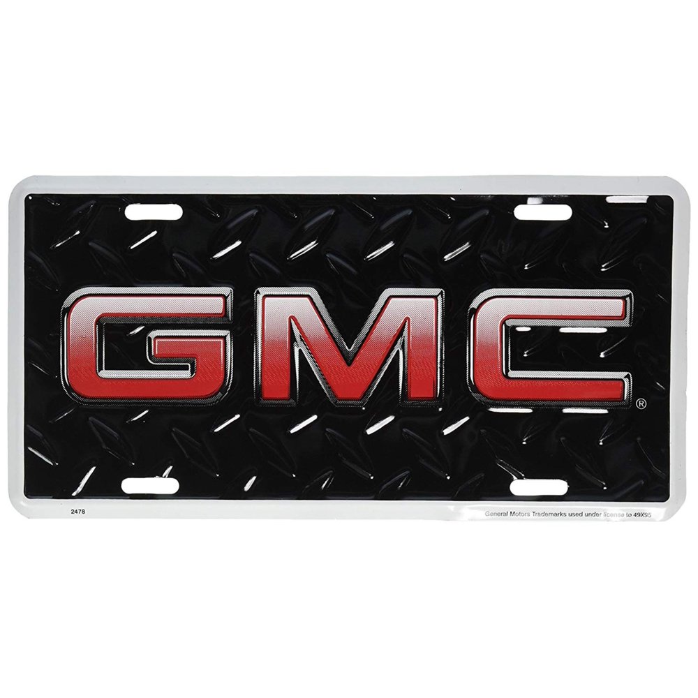 GMC Diamond Embossed background metal auto tag 6 x 12 GMC Diamond Embossed background metal auto tag 6 x 12