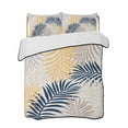 thumbnail image 2 of Quilts Full Size, Blue Yellow Palm Leaves Soft Comforter Bedding Set for Bed, Summer Botanical Tropical Leaf Lightweight Quilted Bedspread with Pillow Cover(2 Pieces) for All Season, 78x90 Inch, 2 of 9