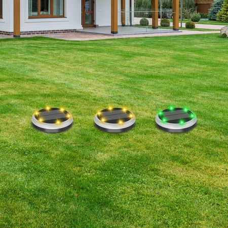 

Solar Ground Lights Outdoor With 6 LED Lamp Beads Disk Lights Garden Lights， Solar Powered Waterproof In-Ground Outdoor Landscapes Lighting(Colorful Dimming)