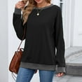 thumbnail image 6 of Cute Crew Neck Shirt for Women Long Sleeve T Shirts Casual Loose Color Block Tops Fall Winter Basic Blouses Tee, 6 of 7