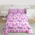 thumbnail image 2 of Homewish Dreamy Pink Butterfly Queen Comforter Set for Kids, Kawaii Cartoon Animal Bedding Sets, Cherry Blossoms Reversible Bedding Comforter Set, Lightweight Room Decor, 3pcs, 2 of 8