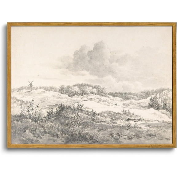 Hieng Framed Canvas Wall Art,Vintage Decor,Landscape Nature Country Wildflower Paintings Farmhouse Pictures Modern Artwork Rustic Fall Flower Prints Cottagecore Office Living Room Bedroom Bathroom