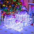 thumbnail image 6 of Set of 3 Christmas Lighted Gift Boxes, Plug in 156 LED Light Up Tinsel Present Box Decorations for Outdoor Indoor Christmas Tree, Yard, Home Decor (13"+10"+8") (Multicolor), 6 of 9