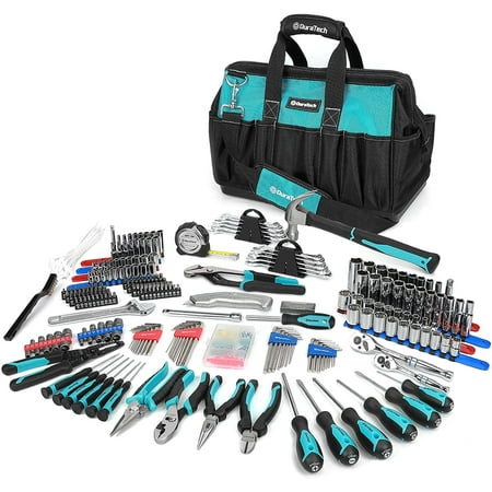 DURATECH 269-Piece Home Repair Tool Set, Daily Use Mechanics Hand Tool Kit with Wide Open Mouth Tool Bag, Perfect for DIY, Home Maintenance
