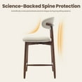 thumbnail image 5 of Upholstered Counter Height Stool—Ergonomic Back Support & Durable Wooden Base, Ideal for Kitchen & Dining, Beige, 5 of 9