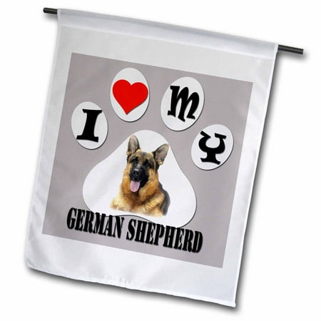 3dRose I love my German Shepherd. The smartest dog. Best friend. - Garden Flag, 12 by