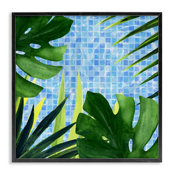 Stupell Industries Contemporary Tropical Poolside Plant Fronds Black Framed Giclee Art, 12 x 12, by Annie Warren