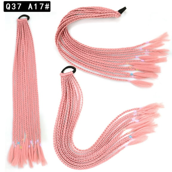 XmhyTop 2Pcs Vibrant Multi-Color Braided Ponytail Extensions, Elastic Band Secure Synthetic Hairpieces, Fun Styling for Crazy Hair Day, Women's Fashion Accessories，Peach Pink