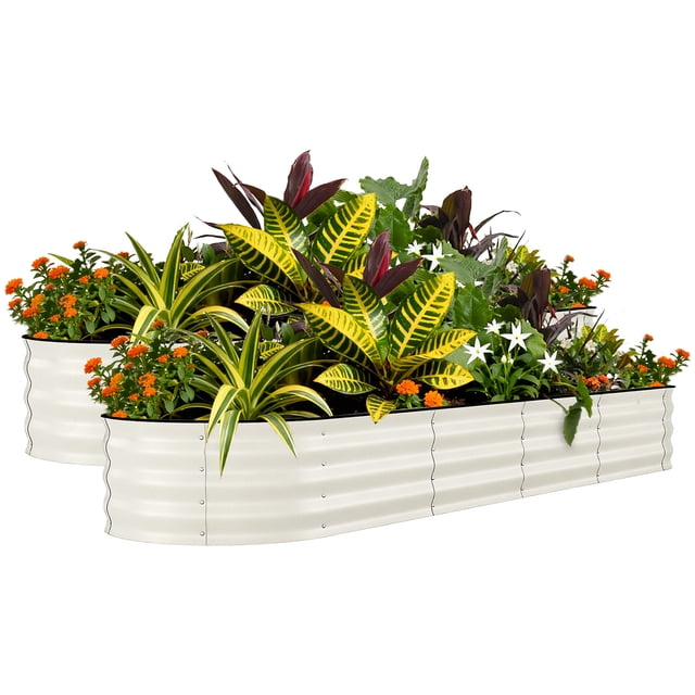 GloryStar Outdoor Galvanized Raised Bed, Metal Planter Box for Gardening, Rust-Resistant and Simple Assembly