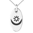 thumbnail image 1 of Stainless Steel Aztec Harmony Rune Engraved Small Oval Charm Pendant Necklace, 1 of 1
