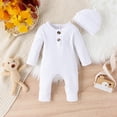 thumbnail image 3 of GYRATEDREAM Newborn Baby Boy Girl Romper Bodysuit Long Sleeve Onesie Jumpsuit Ribbed Outfit Clothes with Hat, 3 of 11