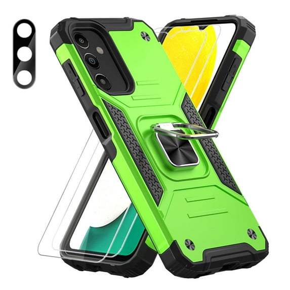 Aggxpf for Samsung Galaxy A54 5G Phone Case with Screen Protector & Camera Lens Protector, Rugged Phone Cover with Metal Ring Stand, Green