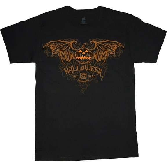 Jack-o-Lantern Bat Skull Halloween T-shirt Mens Graphic Tees