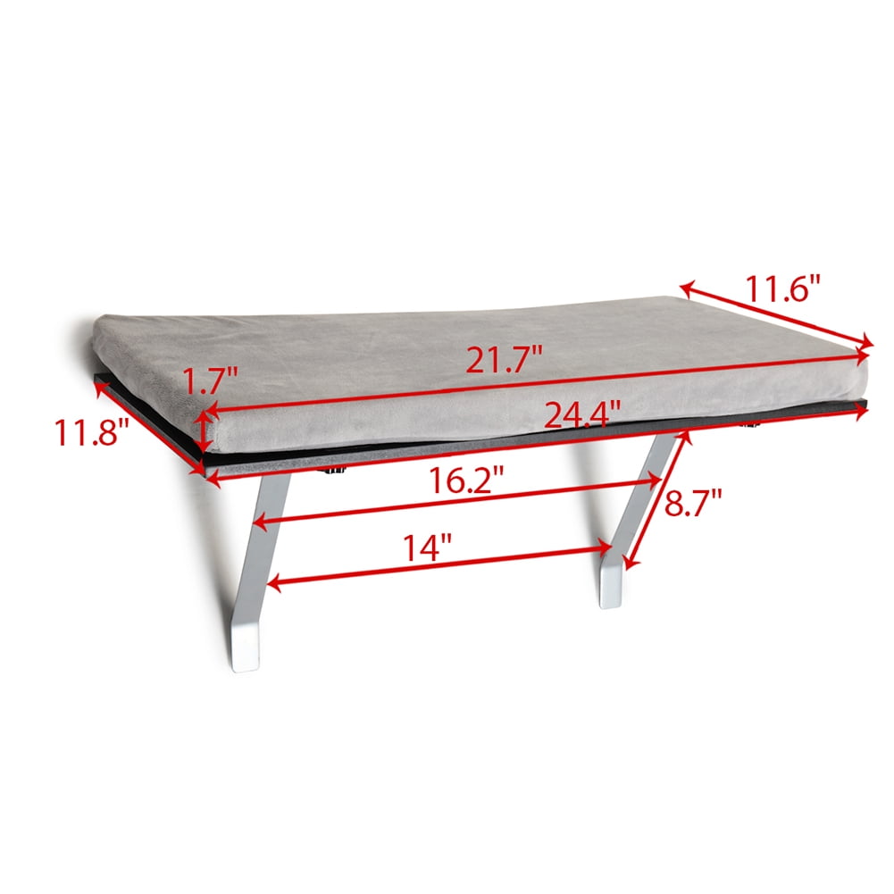 Spaco Foldable Cat Window Seat - Black & Gray MDF - Sturdy Attachment - Enjoy Nature from Your Window