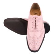 LIBERTYZENO Mens Pink Leather Oxford Dress Shoes Hornback Print Male