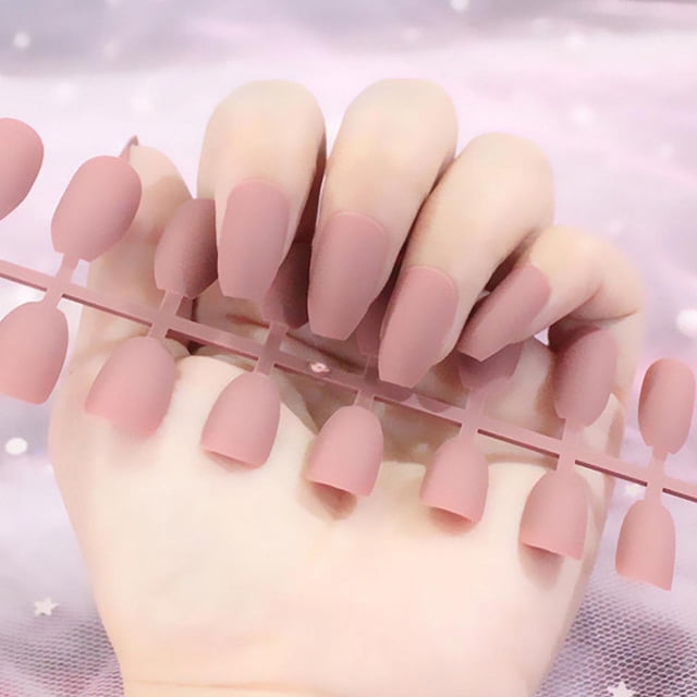 Kiplyki Wholesale Fleshy Matte Matte Long Nails 24 False Nail Patches Ballet Fake Nail Patch