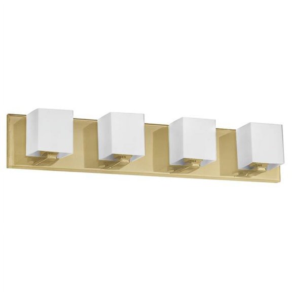 Dainolite V1230-4W-AGB 4 Light Halogen Vanity, Aged Brass with White Glass