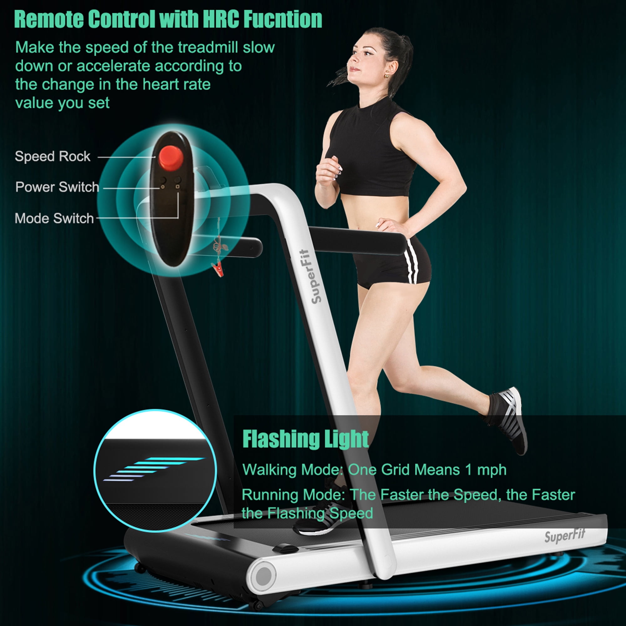 Gymax 2 in 1 Folding Treadmill  4.75HP Running Machine w/ APP & Remote Control White