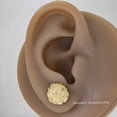 thumbnail image 4 of Nugget Stud Earrings - Yellow Gold Plated Sterling Silver Textured Chunky Studs - Hypoallergenic Minimalist Earrings for Men-Women 12mm, 4 of 5