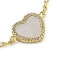 thumbnail image 2 of Brass Micro Pave Clear Cubic Zirconia Link Bracelets Heart Shel Bracelets for Women Real 18K Gold Plated 6-3/4 inch(17.2cm) Heart: 13x20mm, 2 of 3
