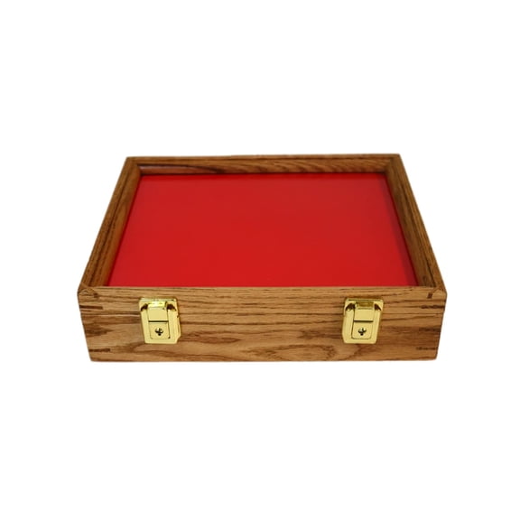 Wood Display Case for Collectibles, Knives, Arrowheads, Pins, Medals and More (12 x 9.5 x 3, Oak)