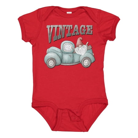 

Inktastic Vintage Pickup Truck with Gnome Boys or Girls Baby Bodysuit