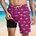thumbnail image 1 of Sentmoon Mens Swim Trunks with Compression Liner Elastic High Waist Loose 2025 Summer Athletic Shorts Drawstring Hawaiian Print Lightweight Golf Shorts with Pockets Trendy for Hangouts Purple XXXL, 1 of 6