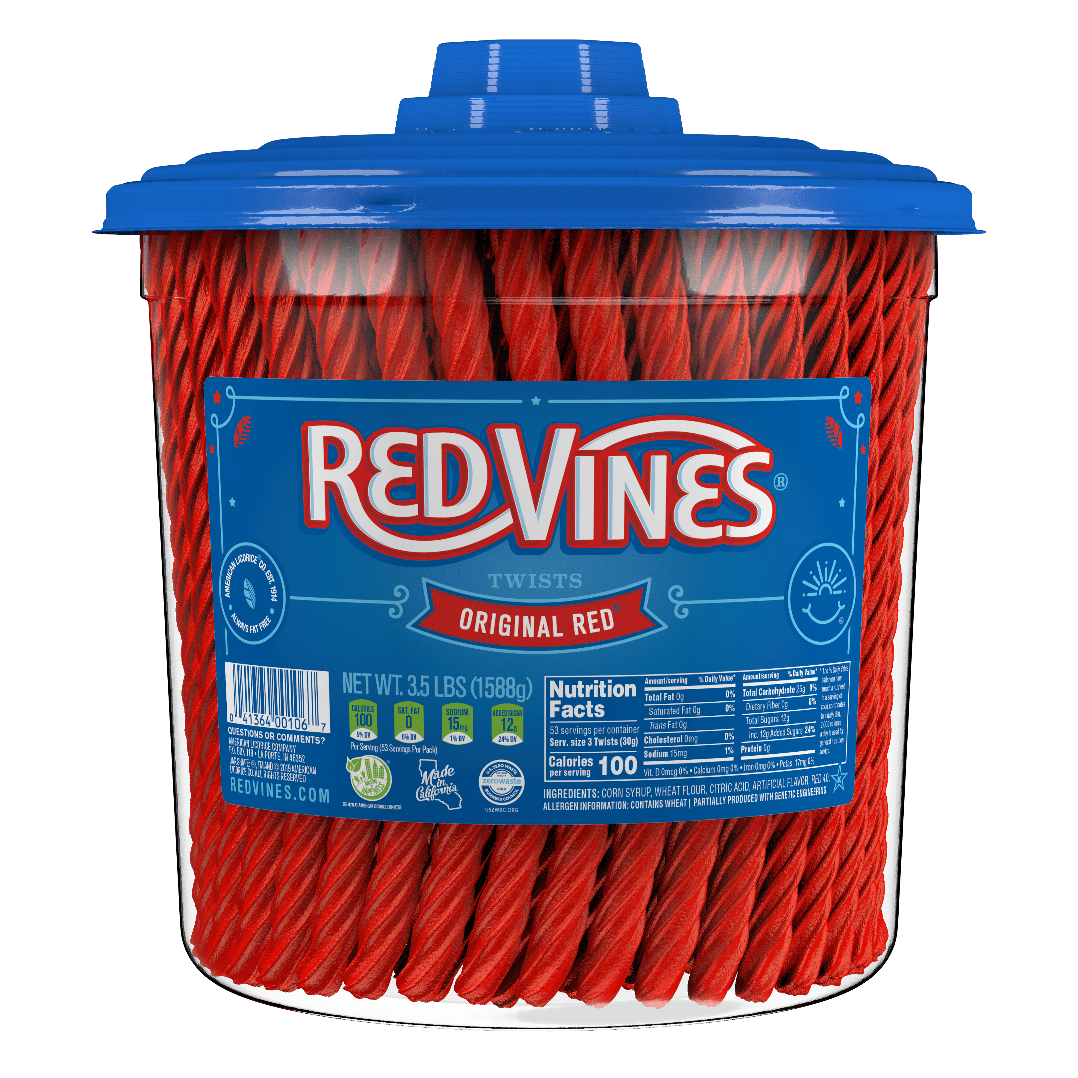 Red Vines Original Red Licorice Candy, 3.5 lb Jar