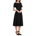 thumbnail image 4 of INSPIRE CHIC Women's Boat Neck Dresses 2025 Midi Swing Work A-Line Dress for Elegant and Casual Occasions XL Black, 4 of 4