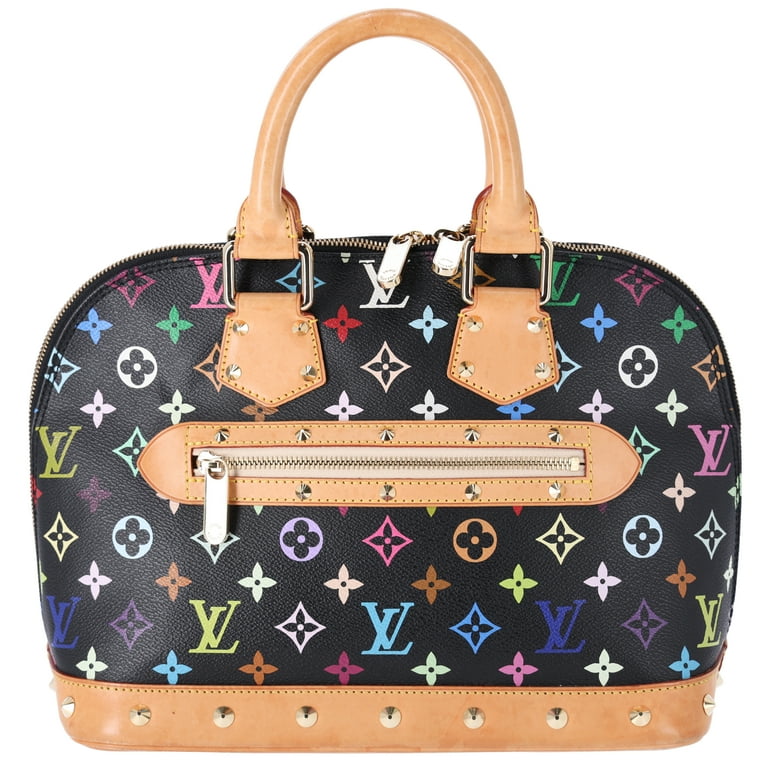 Pre owned Louis Vuitton Alma Monogram Multicolor Black Handbag M92646 Studded Noir Bag Walmart