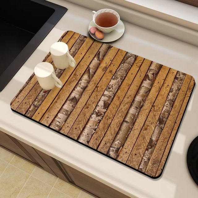 HWRETIE Utensilios de cocina con estampado de diatomeas de veta de madera,alfombrilla absorbente para puerta de inodoro,alfombrilla antisuciedad para encimeras,8 opciones
