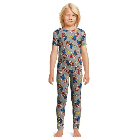Super Mario Boys Short Sleeve Snug Fit Pajama Set, 2-Piece, Sizes 4-10