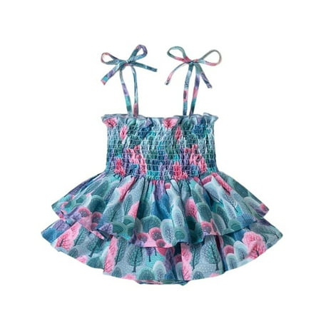 

ZRBYWB Toddler Girls Romper Halter Jumpsuit Small Ruffled Ruffle Halter Triangle Jumpsuit Outdoor Wear Baby Clothing