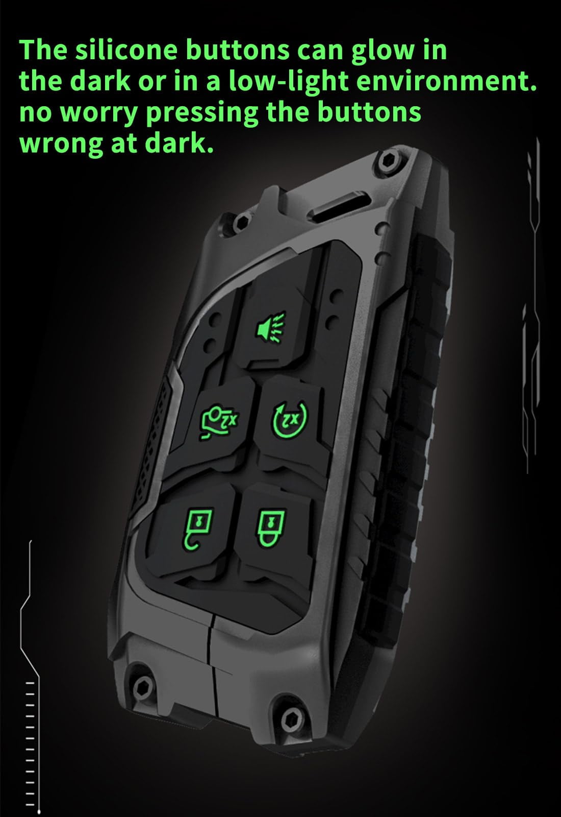 Heavy Metal Key Fob Cover Case Protector for Cadillac Compatible with 2015-2019 Escalade CTS SRX XT5 ATS STS CT6 XTS XT4 Smart Remote Key Shell Accessories