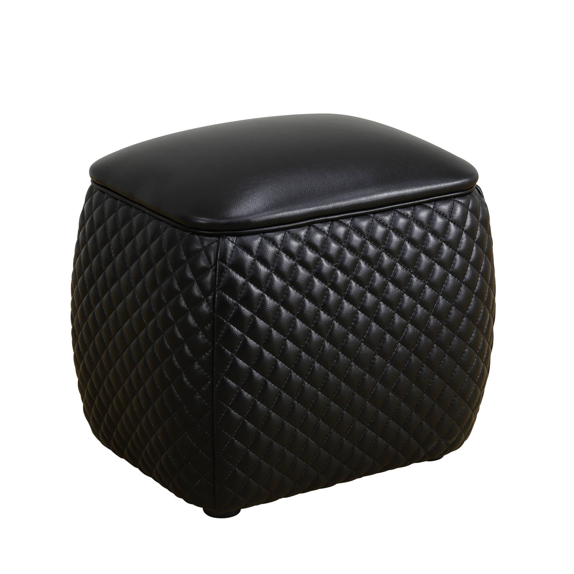 Leather Ottoman Foot Rest Bench Square Foot Stools&nbsp;Living Room Storage Ottoman&nbsp;for Bedroom and Dorm,Black