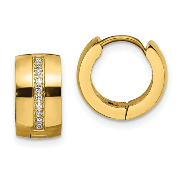 Primal Steel Stainless Steel Yellow IP-plated with Preciosa Crystal Hinged Hoop Earrings