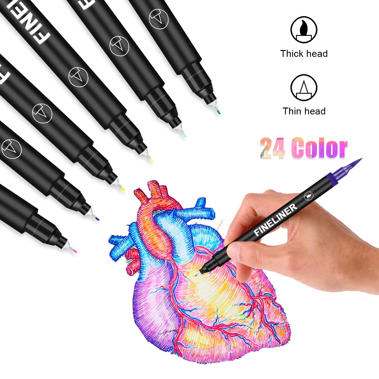 Estink Graphic Marker Pens Set,40 Colors Dual Heads Broad Fine Point Tip  Drawing Art Pens with Black Carrying Bag Great for Gifts