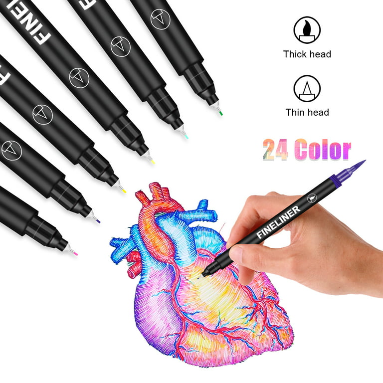 YISHANER Art Markers Dual Tips Coloring Brush Fineliner Color Pens, 100  Colors of Water Based Marker for Calligraphy Drawing Sketching Coloring  Book