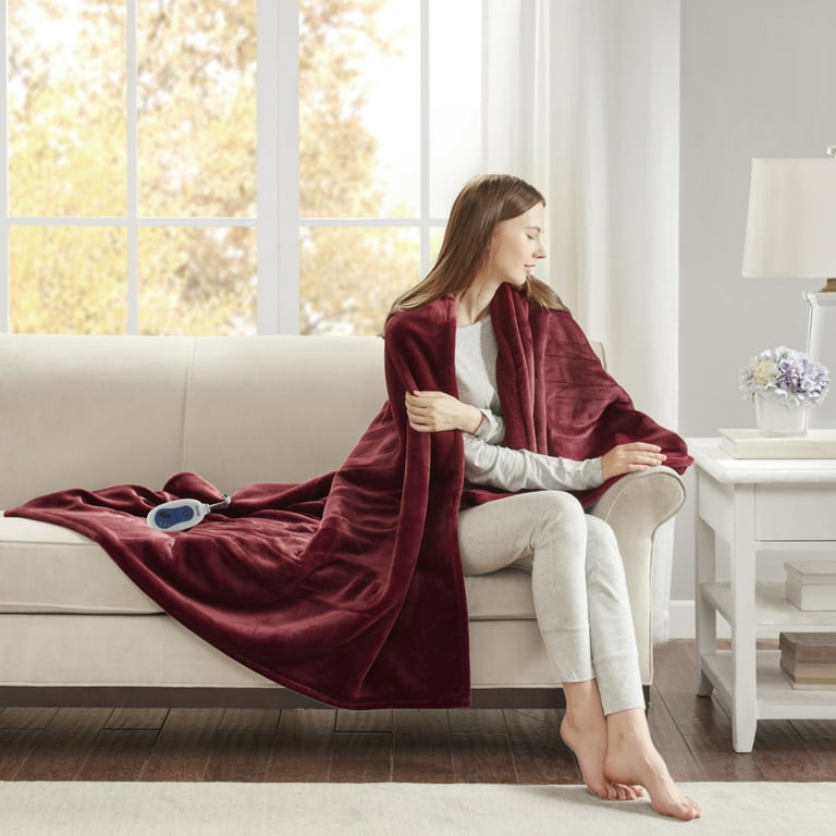 Beautyrest Microlight Reverse To Berber Heated Throw, 60 x 70, Garnet -  Walmart.com
