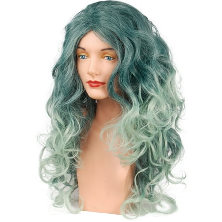 Dark Witch Wig - Star Power Long Dark Forest Witch Druid Wig, Turquoise Green, One-Size