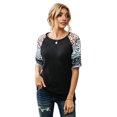 thumbnail image 4 of ABPHQTO Top negro con manga de lunares Chic de leopardo para mujer, 4 of 5