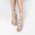 thumbnail image 2 of HEVIRGO 1 Pair Pile Socks Elegant Transparent Nylon Less Wear Floral Lace Socks Photo Props Blue Nylon, 2 of 7