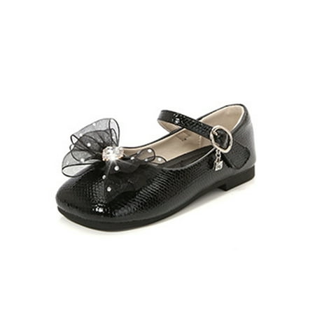 

Colisha Kids Mary Jane Comfort Flat Shoe Princess Flats School Cute Dress Shoes Magic Tape Black 7C