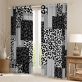 thumbnail image 2 of Manfei Leopard Patchwork Kitchen Curtains, Cheetah Print Black Out Curtains Pack of 2 (42x63 Each), Gray and Black, 2 of 6