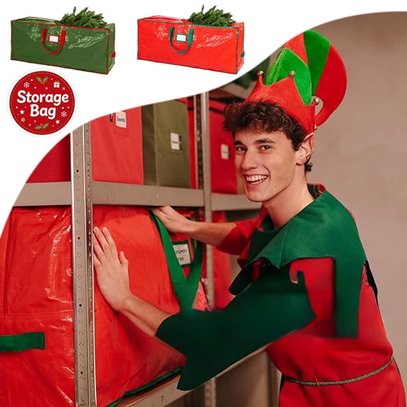 Christmas Tree Storage Bag, Heavy Duty PE Woven Fabric, Wide Zipper Opening, Reinforced Handles, Waterproof Dustproof Sack, Holds Artificial Xmas Trees, Tear Resistant Material for Home Holiday Use