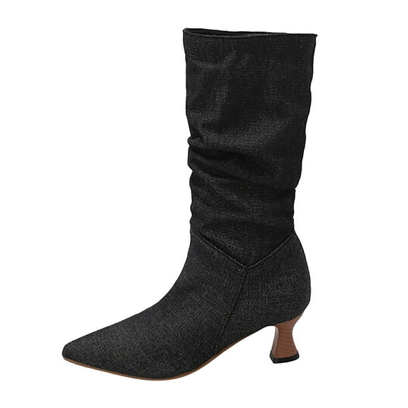 B91xZ Winter Boots for Women Lightweight Warm Lined Mid-Calf Booties,Black 9