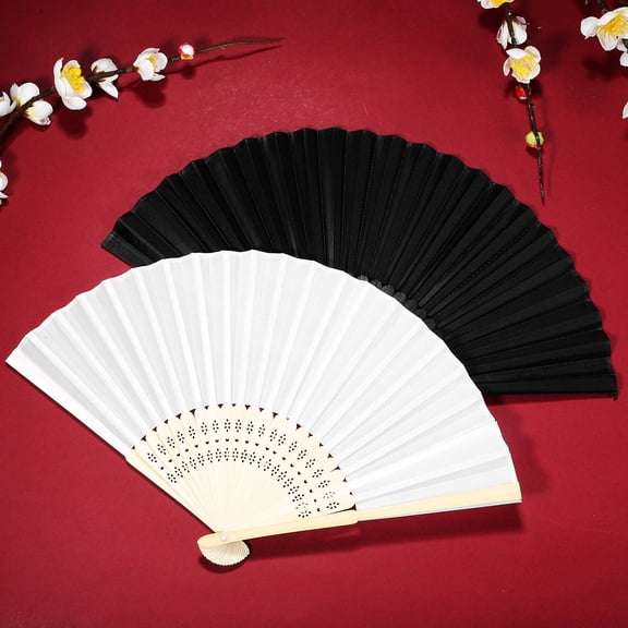 FENGGUIQU 4Pcs Lightweight Silk Folding Fan Hand Held Fan with Bamboo Design for Decorative Use