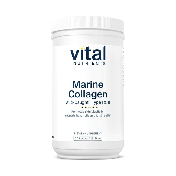 Vital Nutrients Marine Collagen Powder Unflavored | Hair, Skin, Nails, & Joint Support | Type I & III Collagen Powder Supplement from Wild-Caught Fish | Gluten, Dairy, Soy Free | 300 Grams