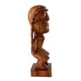 thumbnail image 4 of Handmade Wooden Primitive Angry Face Curly Hair Tribal Statue Sculpture Tiki Bar Handcrafted Unique Gift Art Home Decor Accent Figurine Hand Carved, 4 of 5