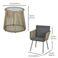thumbnail image 2 of 3-Piece Wicker Patio Furniture Set - Grey Rattan Bistro Set with Cushions | Outdoor Conversation Set for Porch, Balcony & Garden | Steel Frame & Glass Table, 2 of 7